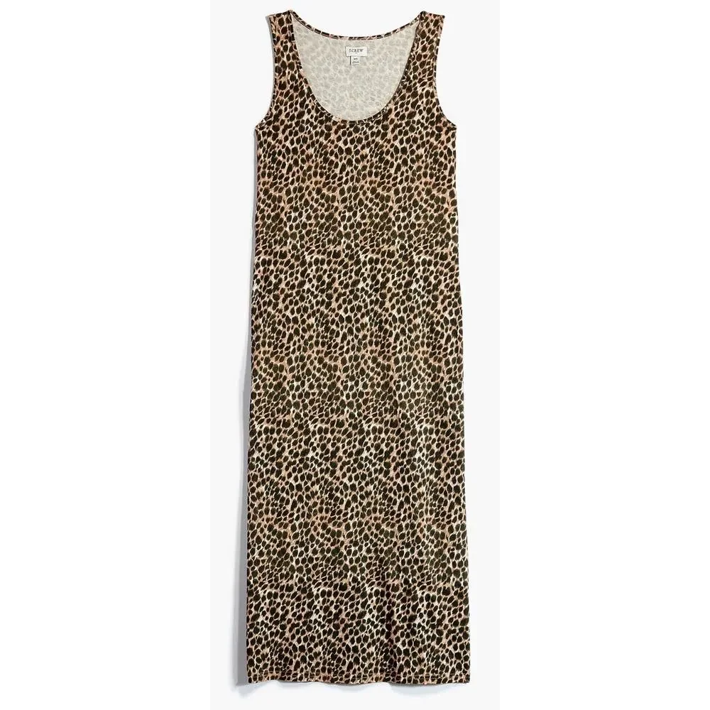 J. Crew Animal-print sleeveless knit midi side slits popover dress , size large - Picture 3 of 10